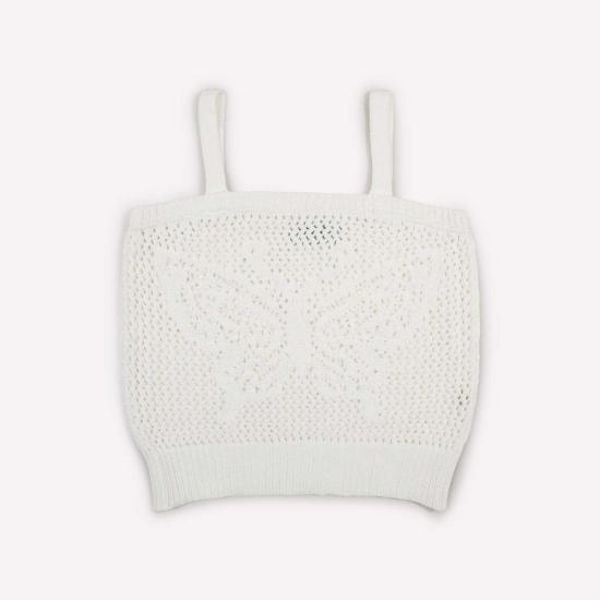  지지 니트웨어 민소매 티셔츠 버터플라이 코튼 니트 탱크탑 - GIGI KNITWEAR