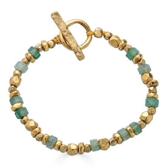 로니 폴 주얼리 팔찌 스트로베리 쿼츠 비즈 팔찌 (녹색/금색) - LONI PAUL JEWELRY
