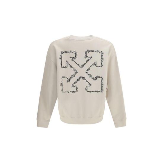 26SS 오프화이트 긴팔 티셔츠 더 스크립트 애로우 크루넥 스웨트셔츠 베이지 - OFF WHITE