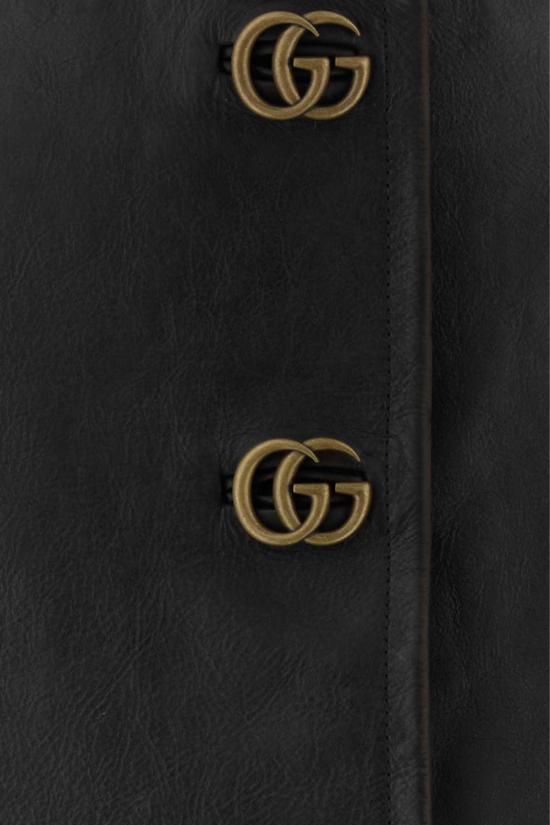 구찌 숏 스커트 블랙 가죽 미니 스커트 블랙피칸 - GUCCI