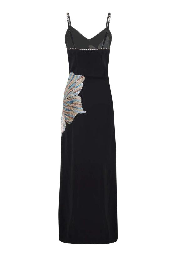  라 푸오리 롱 원피스 라푸오리 사이드 플로럴 롱 드레스 블랙 - LA FUORI