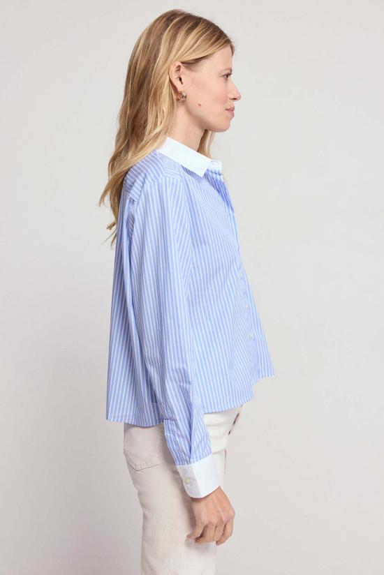  더 셔츠 셔츠 더 LS 박시 크롭 스카이/화이트 - THE SHIRT