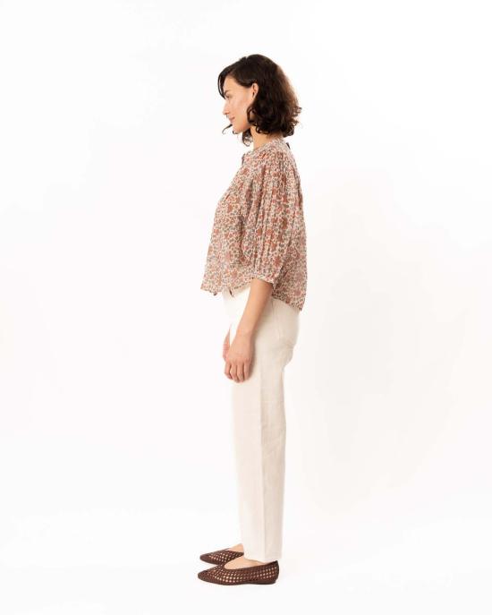  엠에이비이 긴팔 티셔츠 M.A.B.E 델라 프린트 L/S 탑 러스트/카키 - M.A.B.E