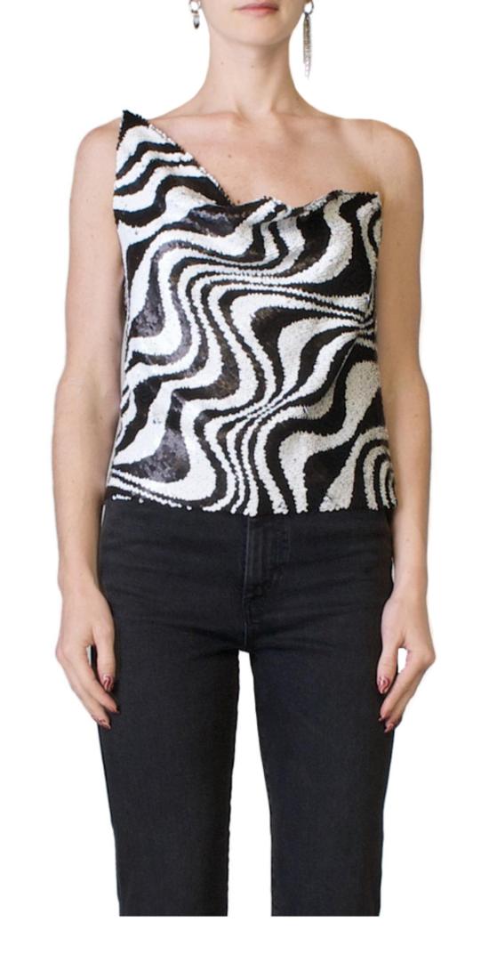  사이먼밀러 민소매 티셔츠 Simon Miller Sequin Turvy Top Zebra