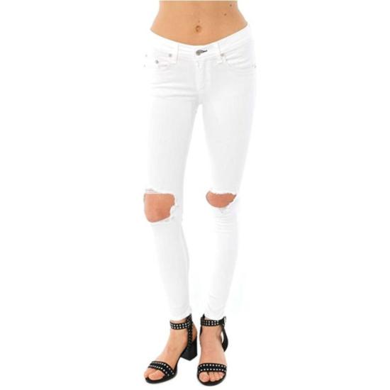  랙앤본 데님 팬츠 Rag & Bone Capri 청바지 구멍 있음 밝은 흰색