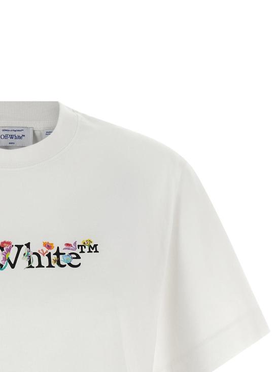  오프화이트 반팔 티셔츠 크롭 티셔츠 화이트 - OFF WHITE