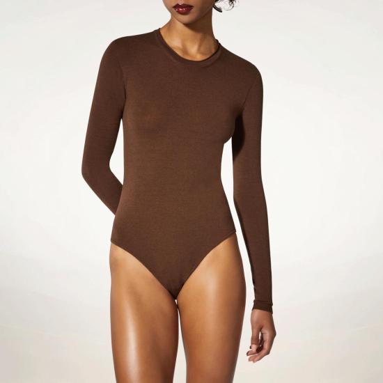  월포드 바디수트 티셔츠 울포드 메리노 바디수트 브라운 엄버 - WOLFORD