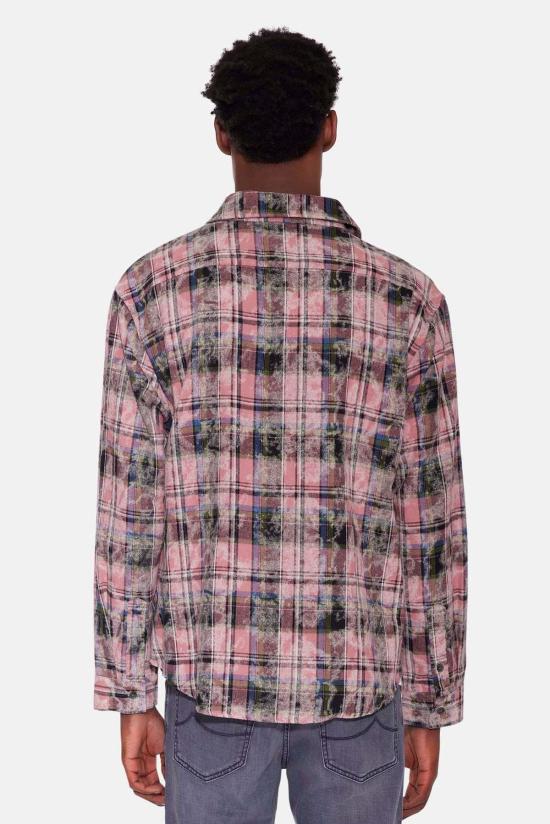  블루&크림 셔츠 블루앤크림 브랜든 디스트레스드 플란넬 핑크 체크 - BLUE&CREAM