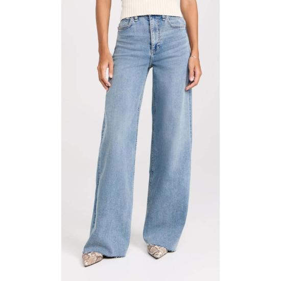  랙앤본 데님 팬츠 Rag & Bone 여성용 Flexi Sofie 하이 라이즈 풀 렝스 와이드 진 Whitney - RAG & BONE