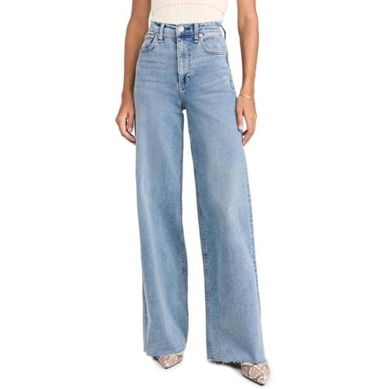 랙앤본 데님 팬츠 Rag & Bone 여성용 Flexi Sofie 하이 라이즈 풀 렝스 와이드 진 Whitney
