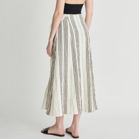  어피스 어파트 스커트 Apiece Apart Stripe Marsala Wrap Skirt Affogato Stripe - APIECE APART