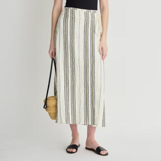  어피스 어파트 스커트 Apiece Apart Stripe Marsala Wrap Skirt Affogato Stripe - APIECE APART