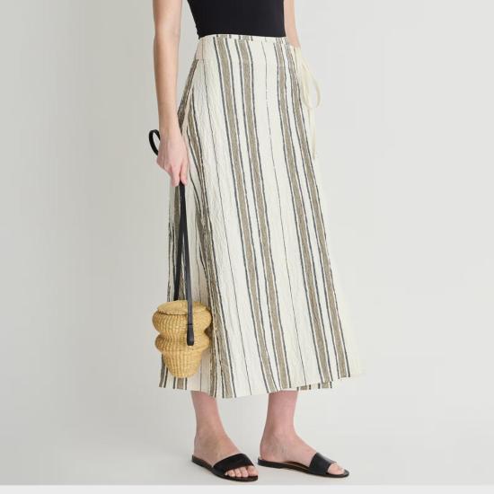  어피스 어파트 스커트 Apiece Apart Stripe Marsala Wrap Skirt Affogato Stripe