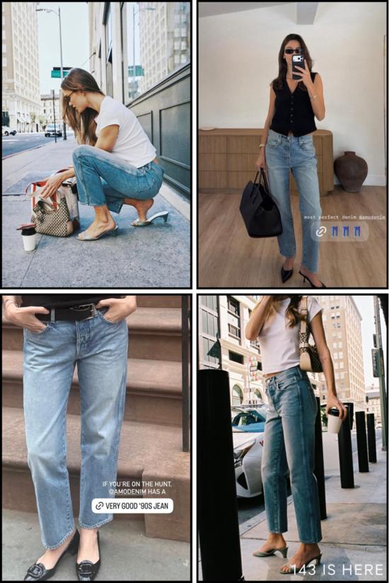  아모 데님 데님 팬츠 143 미드라이즈 슬림 진 - AMO DENIM