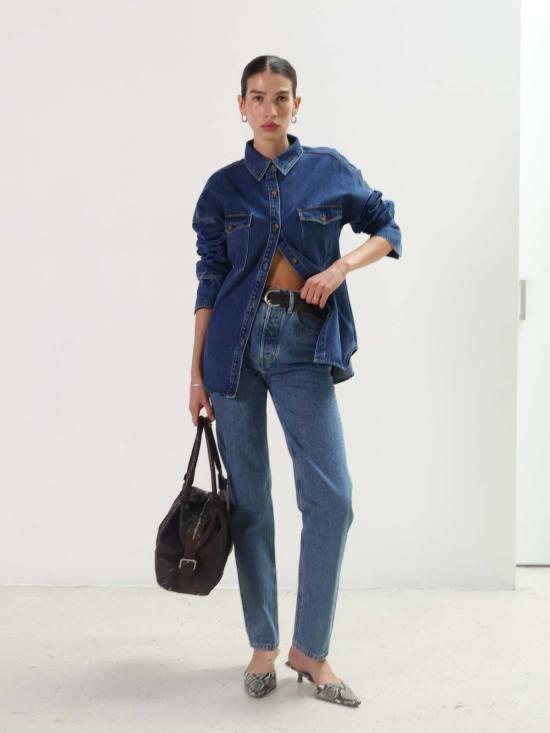  ÉTICA Denim 데님 팬츠 Ética Denim 레이아 울트라 하이 스트레이트 블루스톤 - OTHER BRANDS