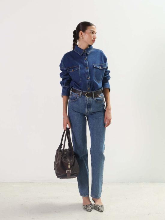  ÉTICA Denim 데님 팬츠 Ética Denim 레이아 울트라 하이 스트레이트 블루스톤 - OTHER BRANDS