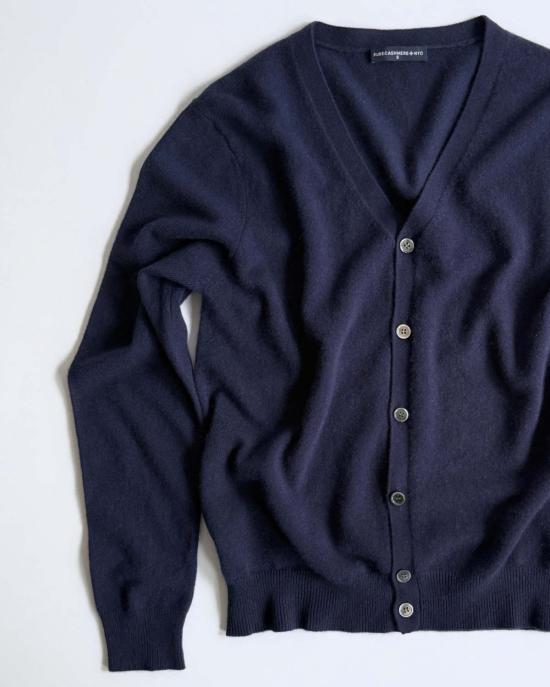  퓨어 캐시미어 엔와이씨 가디건 퓨어캐시미어 NYC 브이넥 보이프렌드  네이비 - PURECASHMERE NYC