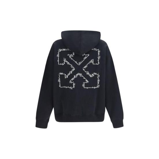 26SS 오프화이트 후드 티셔츠 스크립트 애로우 다이아고널 스케이트 후디 블랙 - OFF WHITE