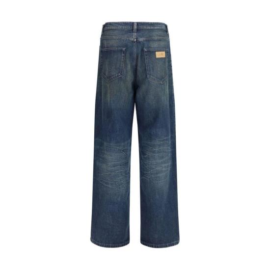 26SS MM6 메종마르지엘라 데님 팬츠 Mm6 메종 마르지엘라 코튼 스트레이트 레그 진 블루 - MM6 MAISON MARGIELA