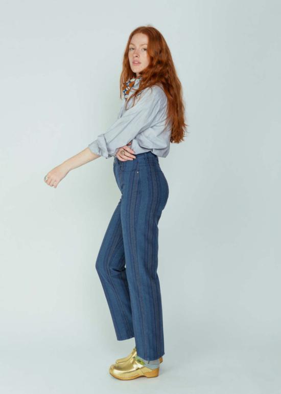  끌로에 스토라 스트레이트 팬츠 클로이 스토라 루비 스트라이프 데님 팬츠 블루 스트라이프 - CHLOE STORA