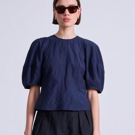  어피스 어파트 블라우스 Apiece Apart Lino Top Navy