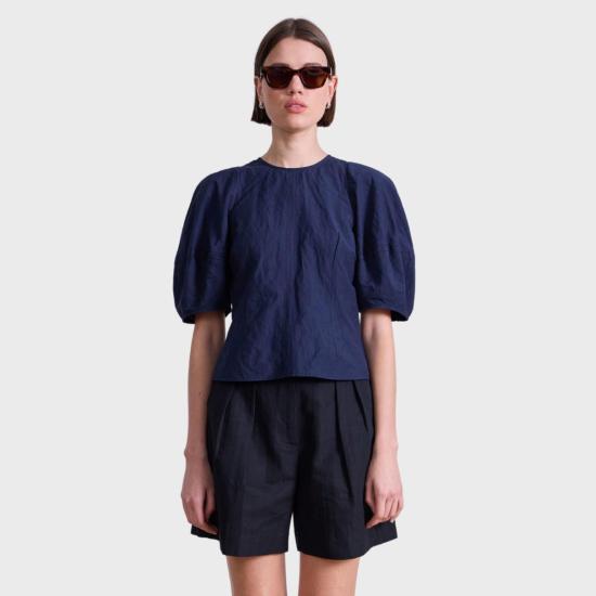  어피스 어파트 블라우스 Apiece Apart Lino Top Navy - APIECE APART
