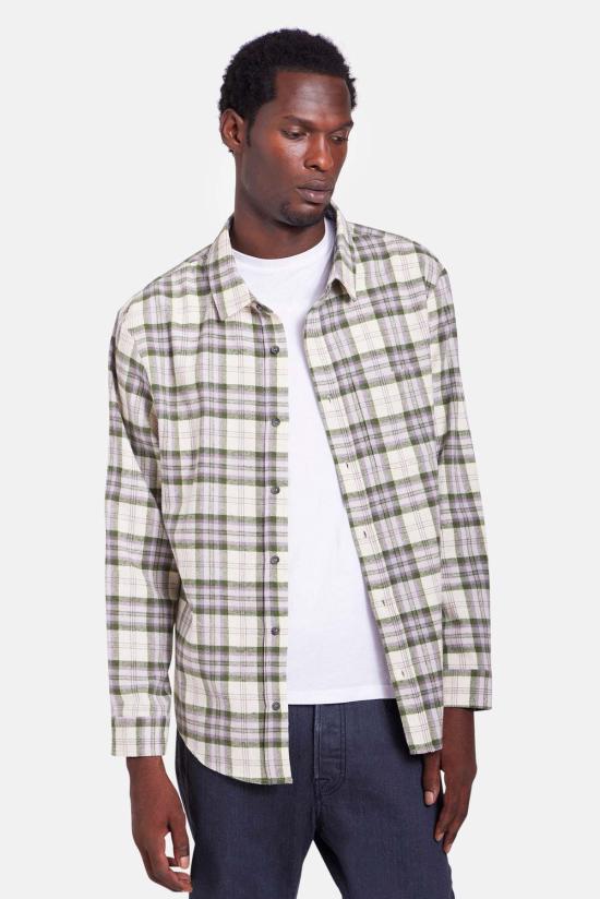  블루&크림 셔츠 WVBCSHIRT867 FPL OLIVE CREAM PLAID - BLUE&CREAM
