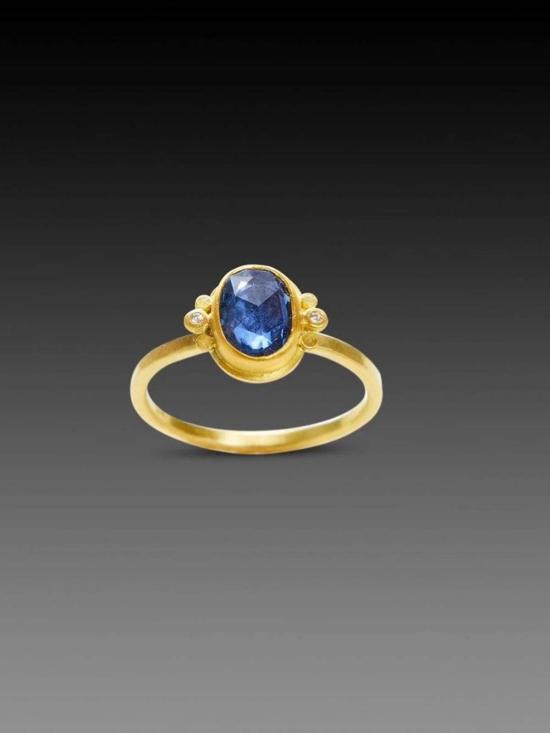  아난다 칼사 주얼리 반지 아난다 칼사 로즈컷 타원형 블루 사파이어  골드 - ANANDA KHALSA JEWELRY