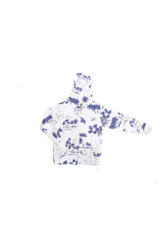  먼로우 후드 티셔츠 Monrow Zip Hoody 하와이안 프린트/화이트
