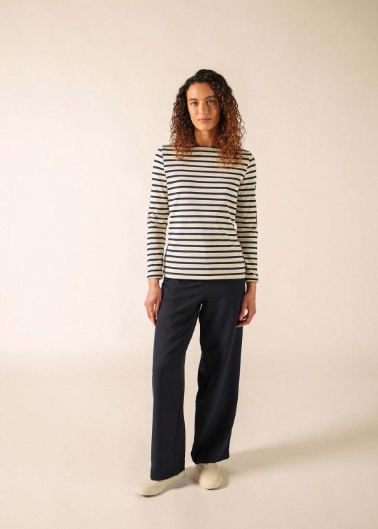  세인트제임스 긴팔 티셔츠 Saint James Usa Vaujany Heart Breton 셔츠 Ecru/Navy - SAINT JAMES