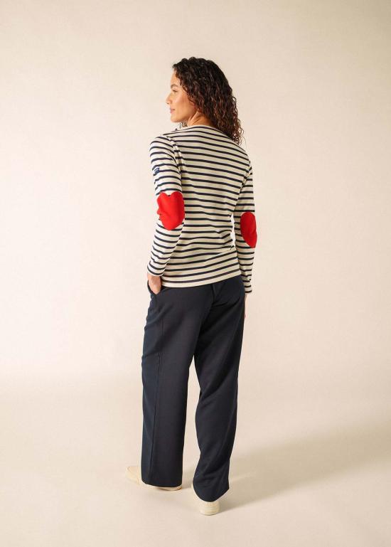  세인트제임스 긴팔 티셔츠 Saint James Usa Vaujany Heart Breton 셔츠 Ecru/Navy - SAINT JAMES