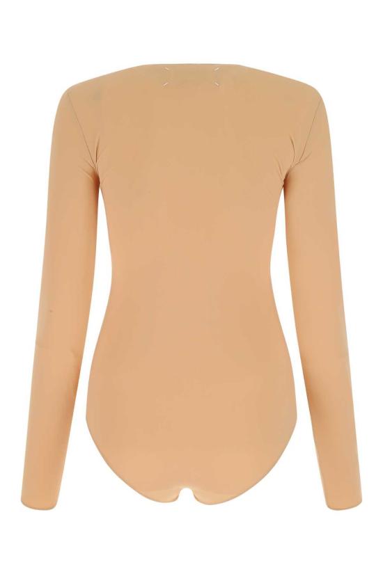  마르지엘라 바디수트 티셔츠 메종  스트레치 나일론 바디수트 스킨 핑크 - MAISON MARGIELA