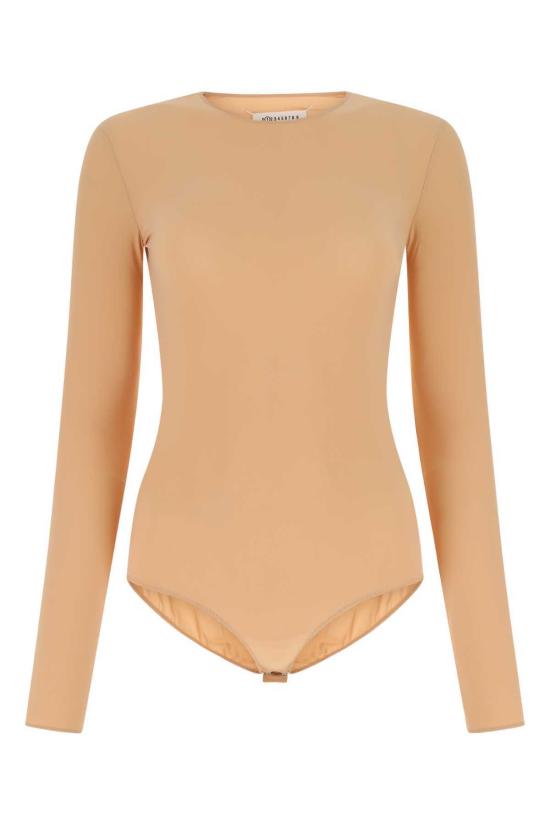  마르지엘라 바디수트 티셔츠 메종  스트레치 나일론 바디수트 스킨 핑크