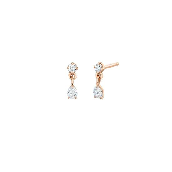  리지 맨들러 파인 주얼리 이어링 믹스 매치 라운드 앤 페어 다이아몬드 미니 드롭 스터드 - LIZZI MANDLER FINE JEWELRY