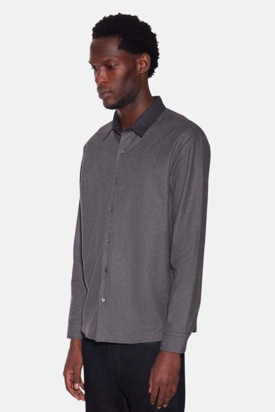  블루&크림 셔츠 WVBCM2489T NOV GREY HOUNDSTOOTH CHARCOAL COLLAR - BLUE&CREAM