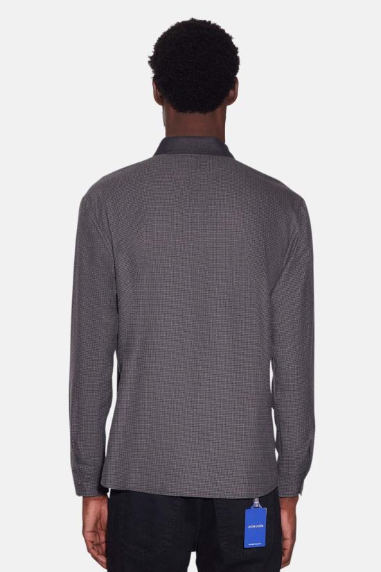  블루&크림 셔츠 WVBCM2489T NOV GREY HOUNDSTOOTH CHARCOAL COLLAR - BLUE&CREAM