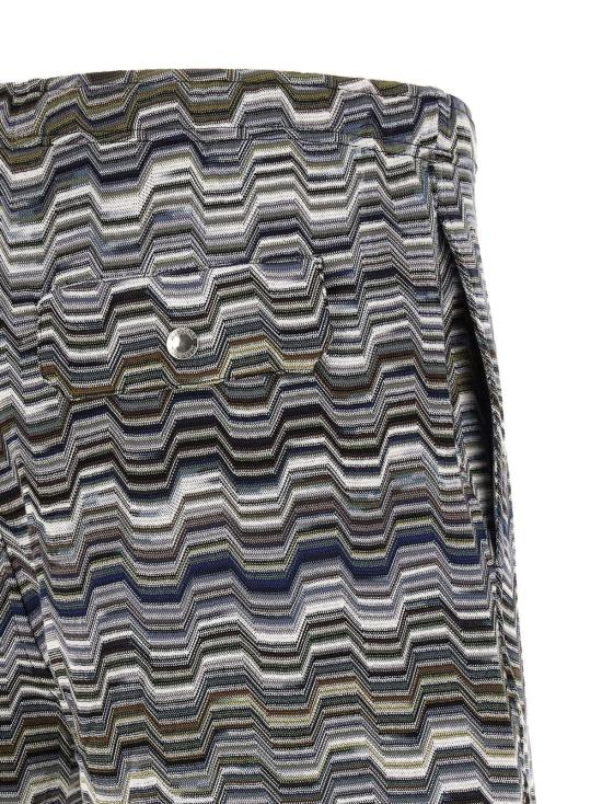  미소니 숏팬츠 미쏘니 바이컬러 코튼 버뮤다 쇼츠 그린 - MISSONI