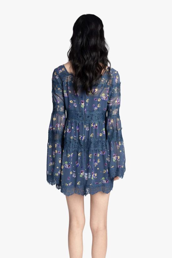  안나 수이 숏 원피스 나이트 블루밍 시폰 드레스 - ANNA SUI