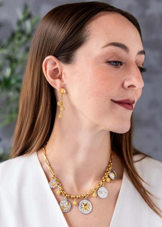  로니 폴 주얼리 이어링 클러스터 드롭  골드 - LONI PAUL JEWELRY