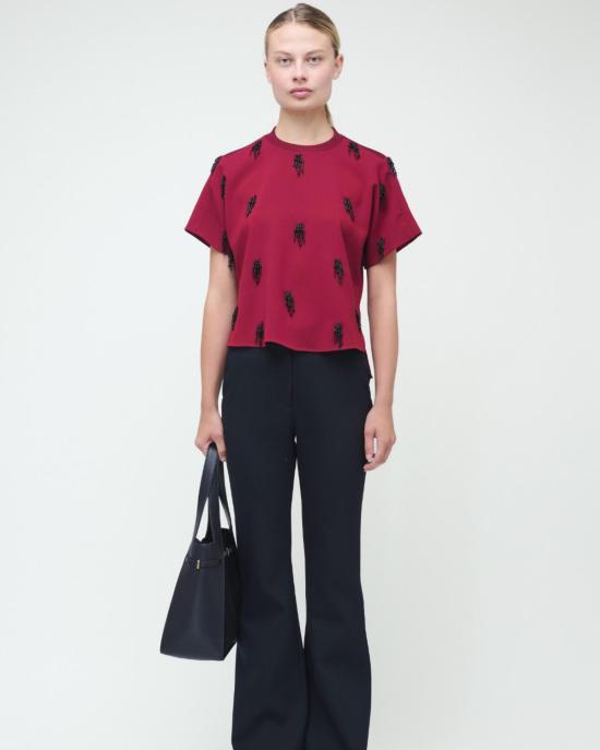  조나단 심카이 반팔 티셔츠 Jonathan Simkhai Abelia S/S 탑 옥스블러드