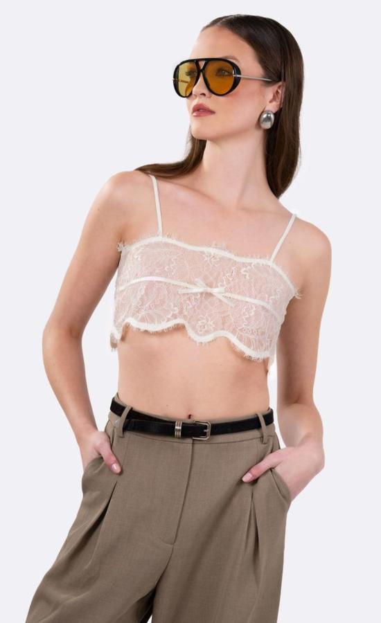  논살란트 레이블 민소매 티셔츠 논샬런트 라벨 클라리사 크롭탑 아이보리