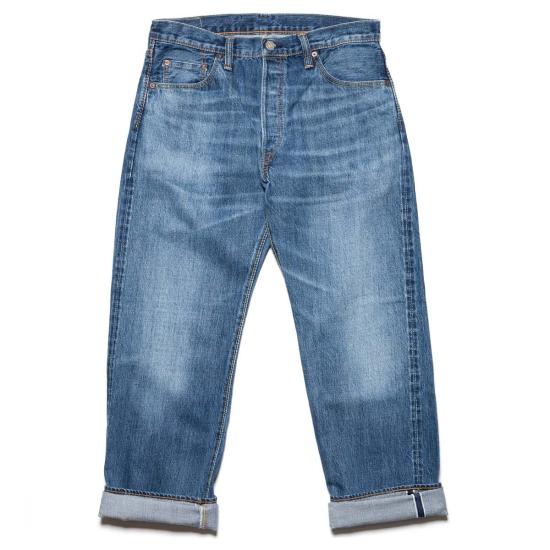  퓨어 블루 재팬 데님 팬츠 중고 003 ID 레귤러 스트레이트 14oz 셀비지 데님 진 중고 워싱 - PURE BLUE JAPAN