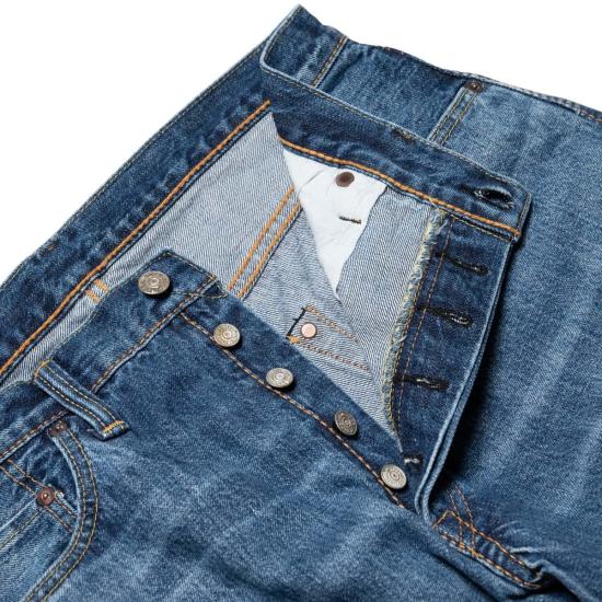  퓨어 블루 재팬 데님 팬츠 중고 003 ID 레귤러 스트레이트 14oz 셀비지 데님 진 중고 워싱 - PURE BLUE JAPAN