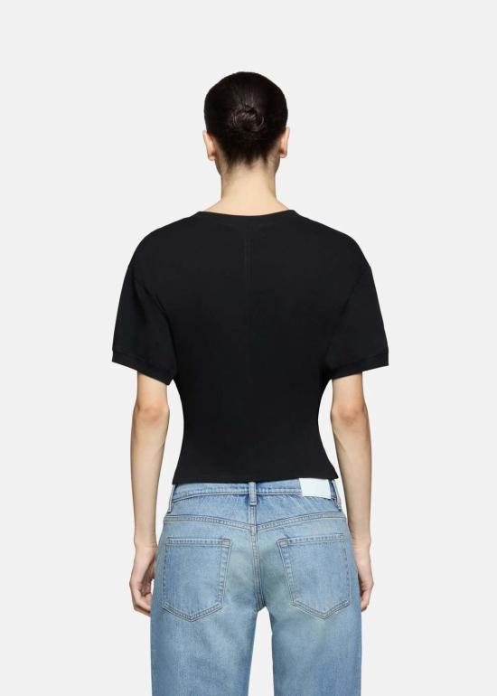  이비 데님 반팔 티셔츠 Eb 데님 헨리 V넥 티셔츠 블랙 - EB DENIM