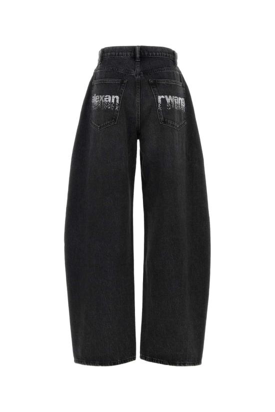  알렉산더 왕 데님 팬츠 블랙 데님 와이드 레그 진 그레이에이지 - ALEXANDER WANG