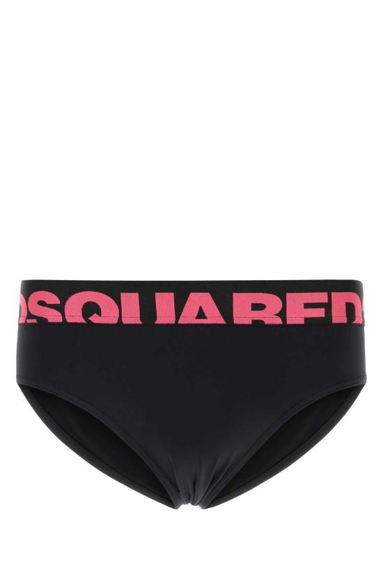  디스퀘어드2 스윔팬츠 Dsquared2 블랙 스트레치 나일론 수영 팬티 블랙/푸시아