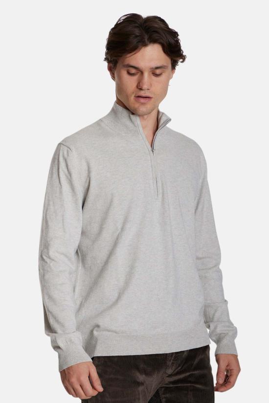  블루&크림 집업 니트 M25 203 HEATHER GREY - BLUE&CREAM