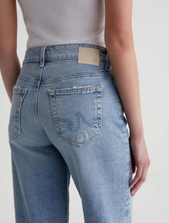  아드리아노 골드슈미드 데님 팬츠 Ag Jeans Saige 와이드 레그 크롭 진 이클립스드 - ADRIANO GOLDSCHMIED