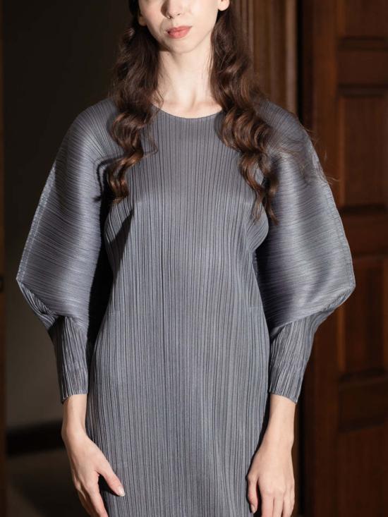 이세이 미야케 롱 원피스 스카이라인 드레스 실버 그레이 - ISSEY MIYAKE