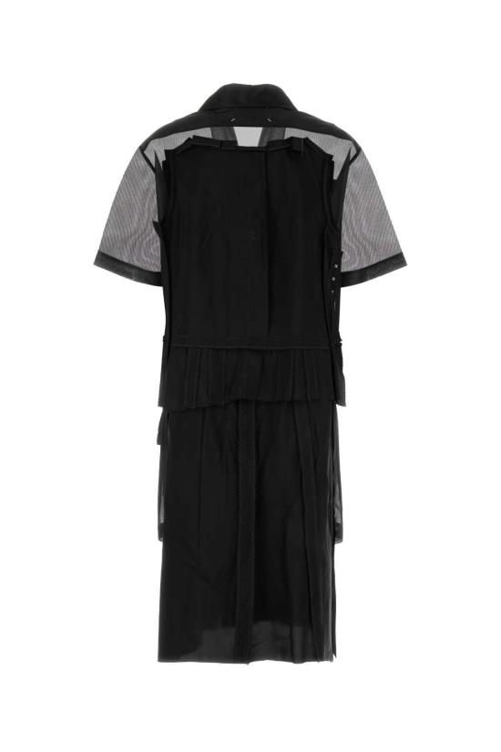  마르지엘라 미디 원피스 메종  메쉬 셔츠 드레스 블랙 앤 블랙 - MAISON MARGIELA